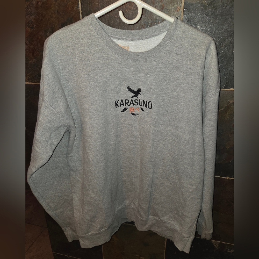 Haikyuu! High School Volleyball Club Karasuno Sweatshirt Gray Large